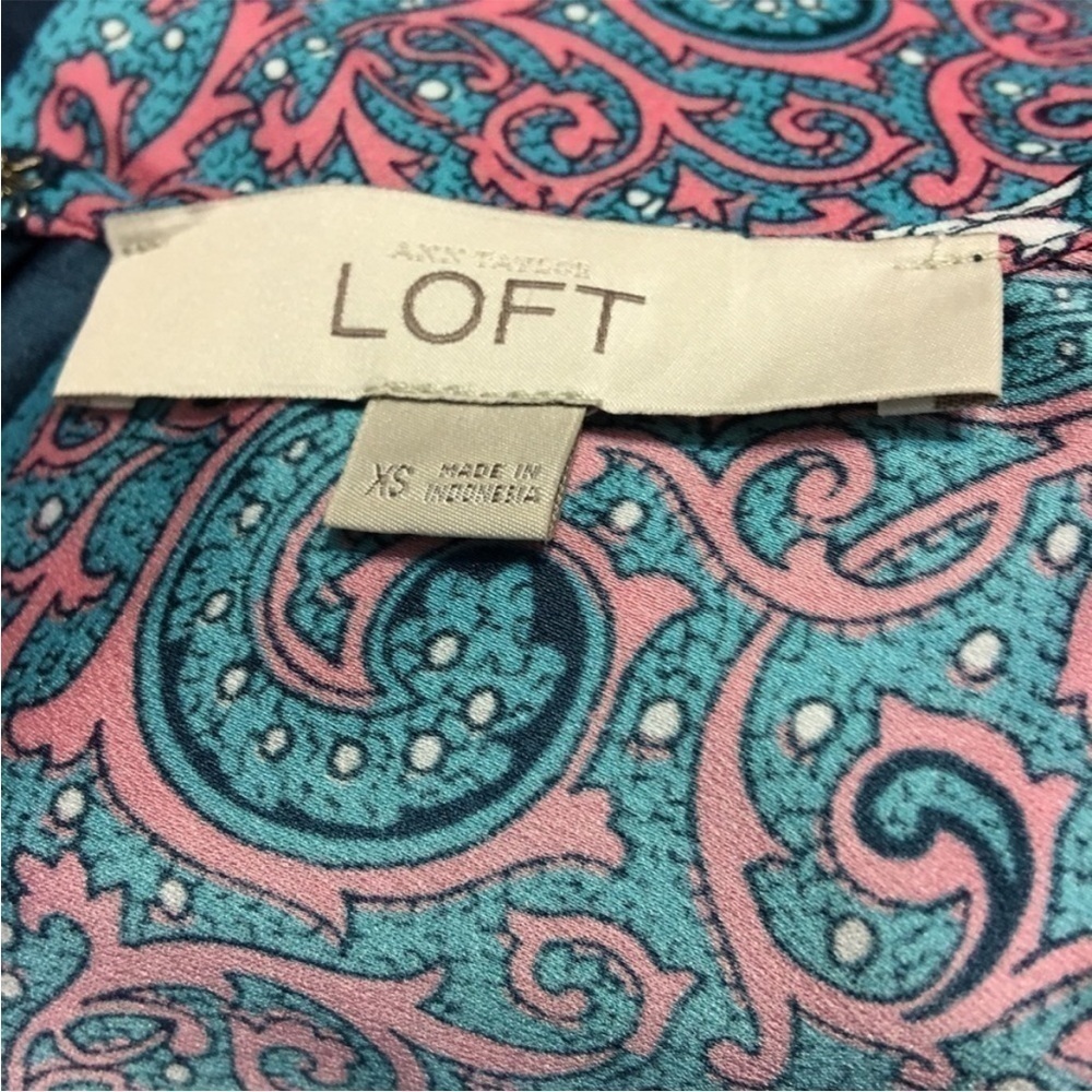 Ann Taylor Loft Paisley Sleeveless Shift Dress Sz XS EUC - Picture 9 of 10
